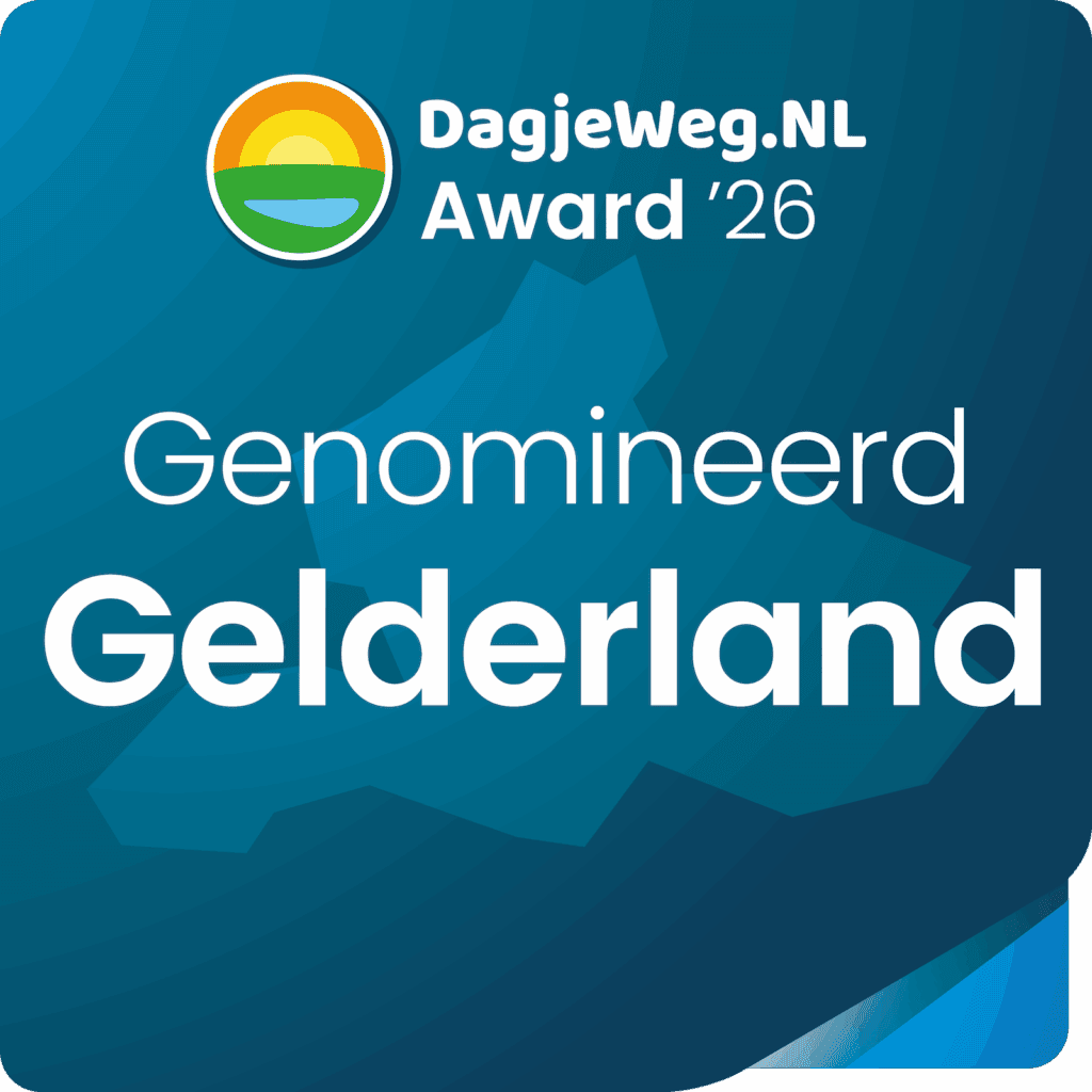De banner voor de DagjeWeg.nl Award '26 - Genomineerd - Gelderland
